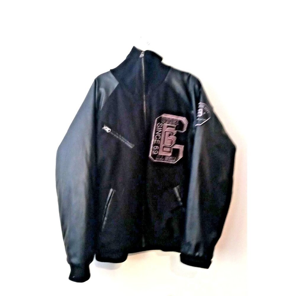 Men's Coogi Black Wool Blend Stadium Varsity Jacket Embroidered Logo Size 2XL